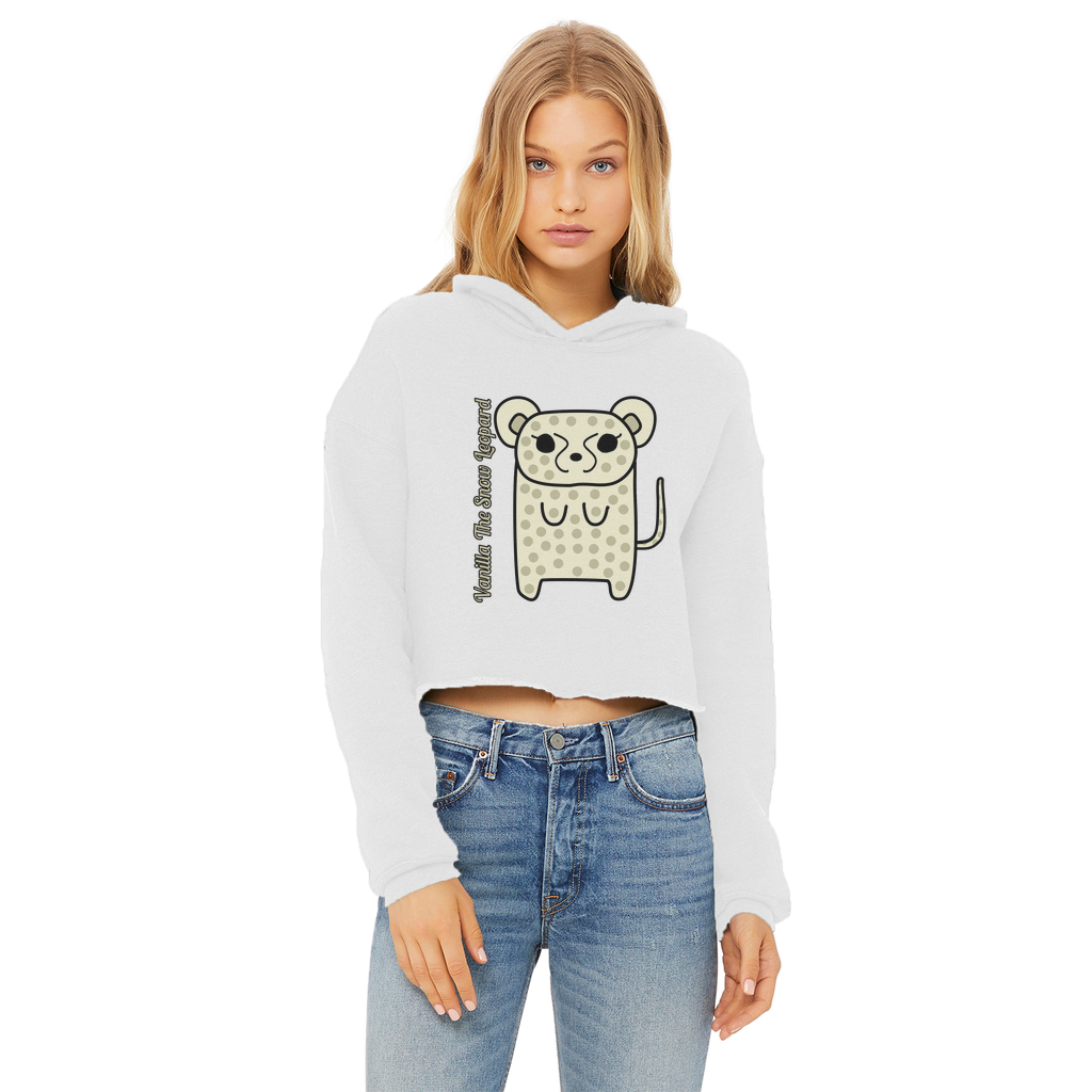 Vanilla The Snow Leopard - Ladies Cropped Hoodie