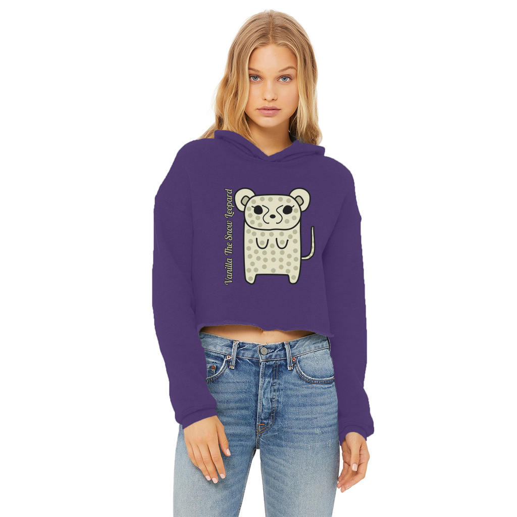 Vanilla The Snow Leopard - Ladies Cropped Hoodie