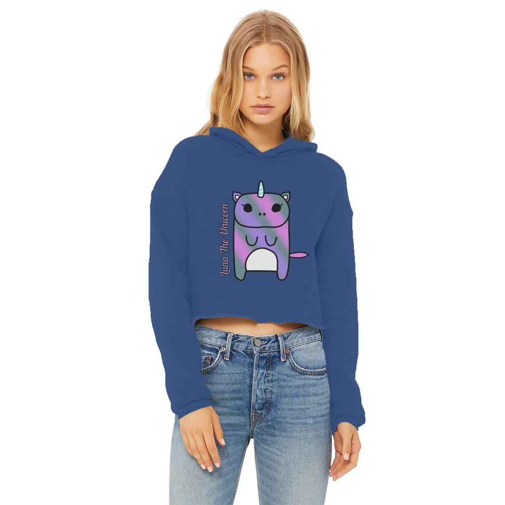 Luna The Unicorn - Ladies Cropped Hoodie