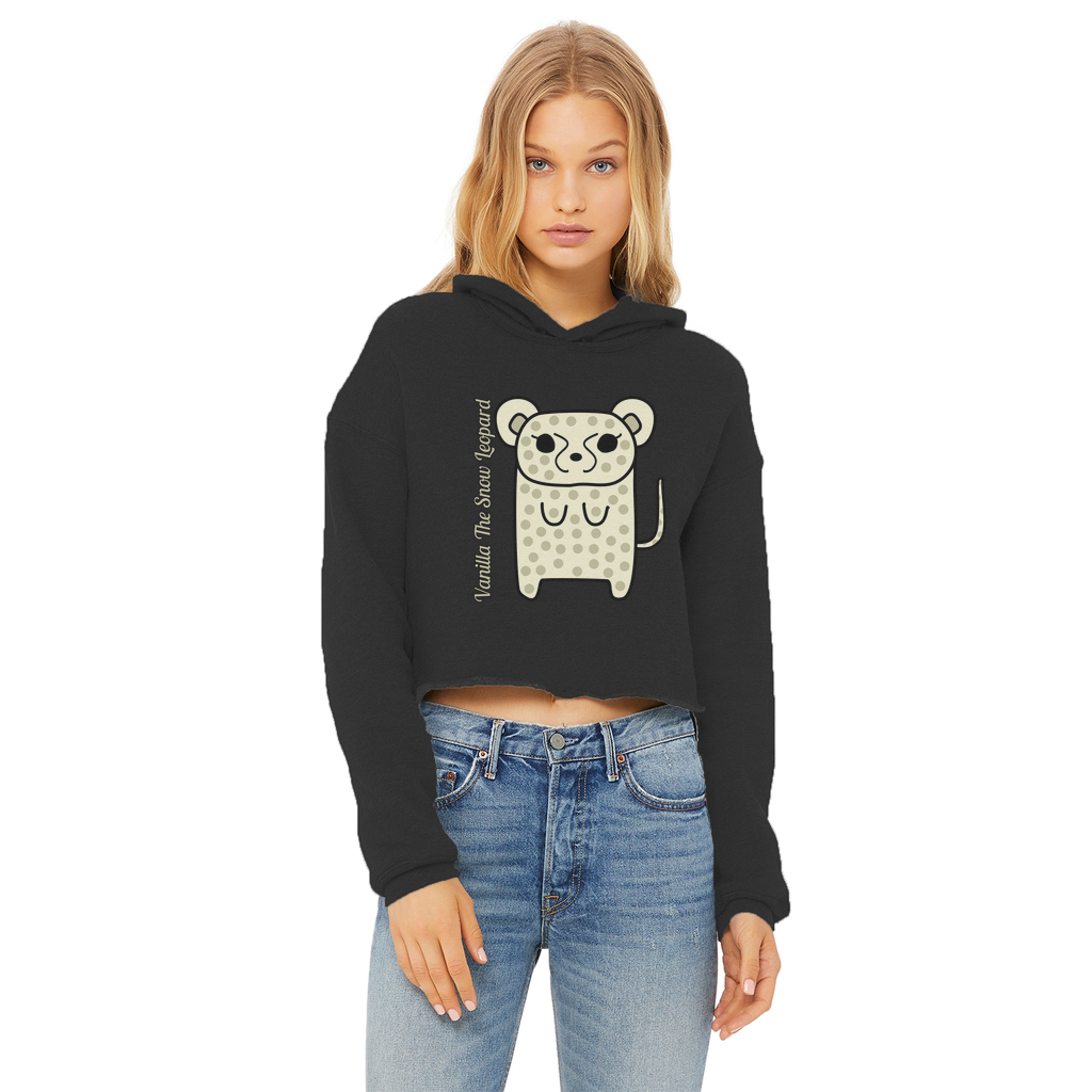 Vanilla The Snow Leopard - Ladies Cropped Hoodie