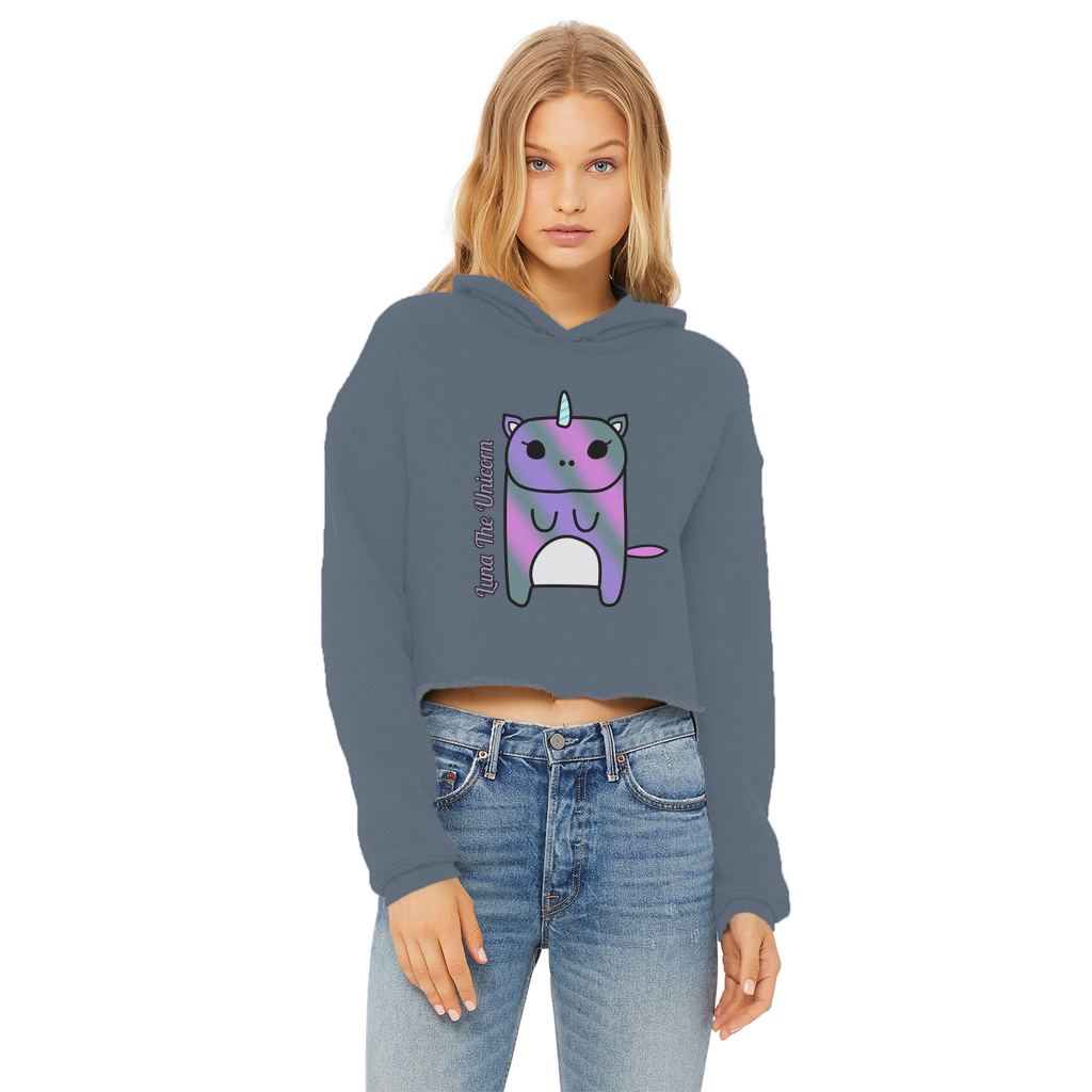 Luna The Unicorn - Ladies Cropped Hoodie