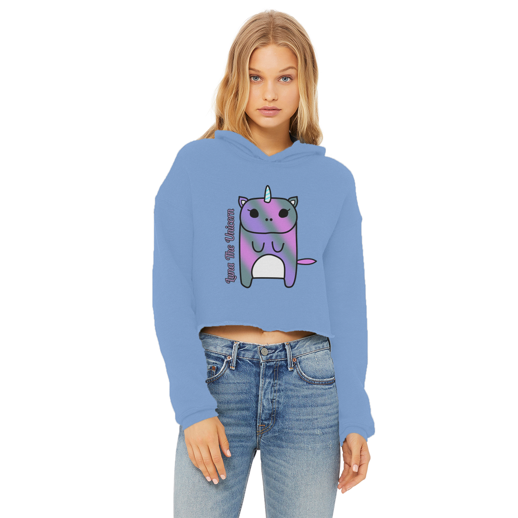 Luna The Unicorn - Ladies Cropped Hoodie