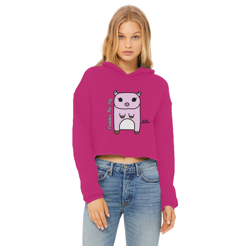 Puddles The Pig - Ladies Cropped Hoodie