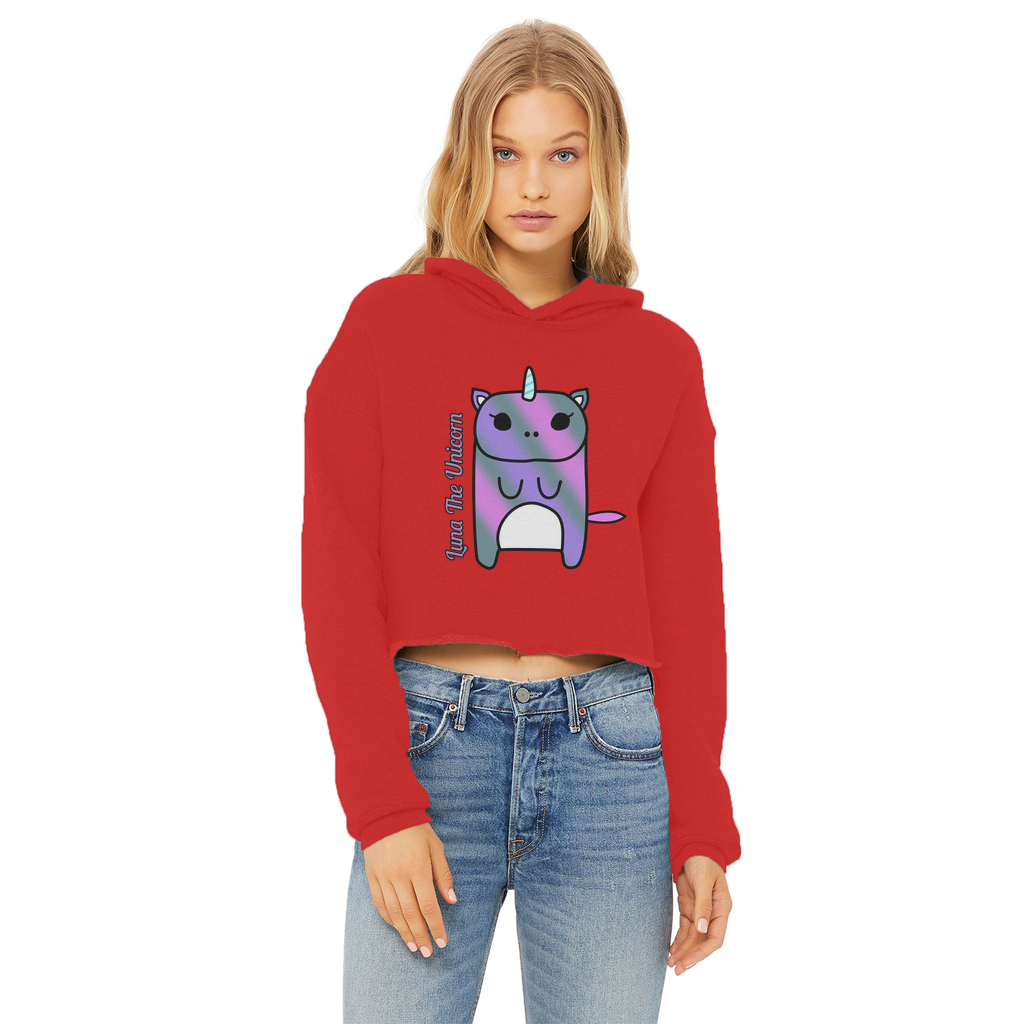 Luna The Unicorn - Ladies Cropped Hoodie