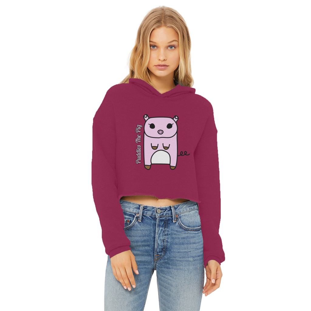 Puddles The Pig - Ladies Cropped Hoodie