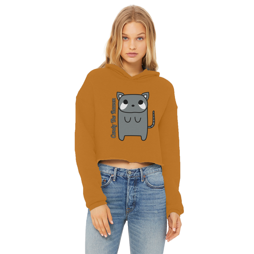 Candy The Racoon - Ladies Cropped Hoodie