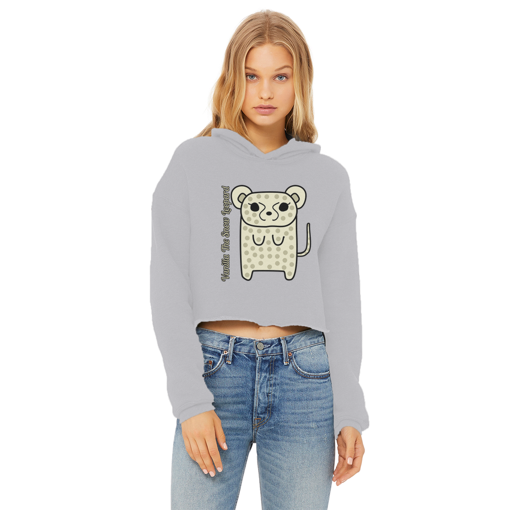 Vanilla The Snow Leopard - Ladies Cropped Hoodie