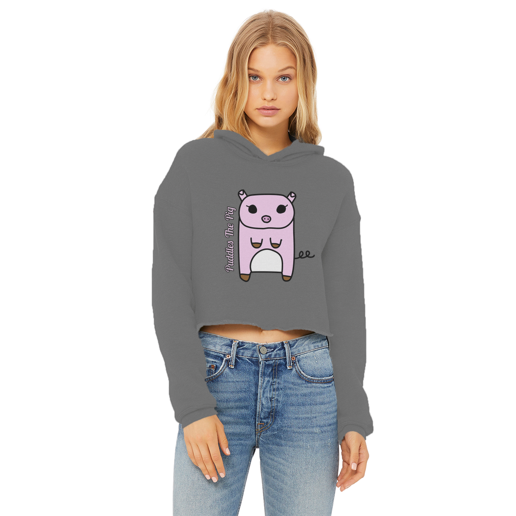 Puddles The Pig - Ladies Cropped Hoodie