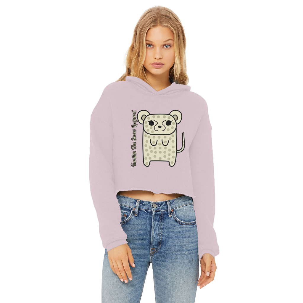 Vanilla The Snow Leopard - Ladies Cropped Hoodie